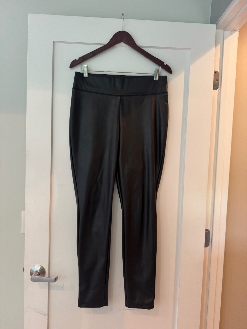 INC, Black Faux Leather Leggings, Size 10